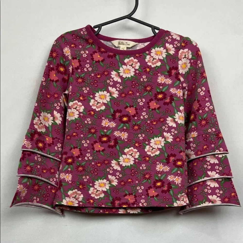 Matilda Jane Pink floral long sleeve top tiered sleeves. Size 4